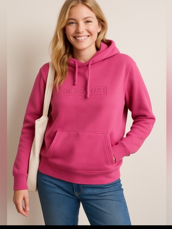 American Eagle Outfitters Tops - American Eagle Women’s Pink Hoodie Small Tonal Logo Pullover Sweatshirt